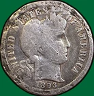 1893-S Barber Dime Good G Coin, Damaged #35974