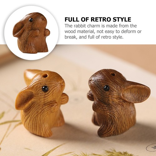 Green Sandalwood Cute Rabbit Keychain Jewelry Men Women Ornaments - Zdjęcie 2 z 12