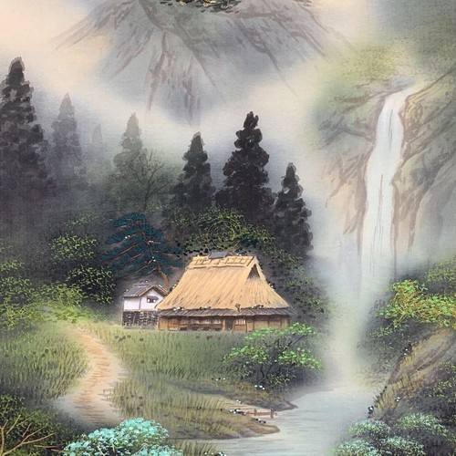 Pergamino Colgante Mori Yoshikane Cuatro Dioses Paisaje Mapa Caja Rollo Grueso Usado Japón - Imagen 5 de 11