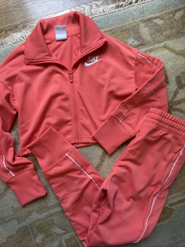 Nike Girls Cropped Coral Zip Front Pant Set Size Small - Picture 8 of 8
