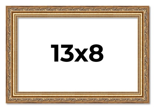 13x8 Frame Gold Solid Wood Picture Frame Width 1.25 Inches, Interior Frame Dept