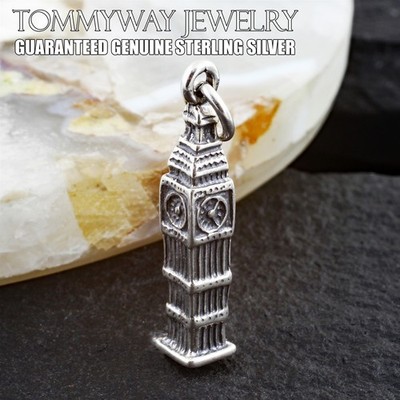 Guaranteed 925 Sterling Silver 3D England's Big Ben London Charm Pendant
