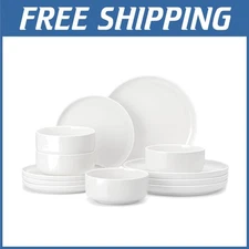 Elegant 12 Piece Dining Dinnerware Set, Luna Collection