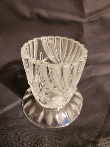 Kristall schwerer Glas Stumpenkerzenhalter mattierte Schale - Bild 2 von 7