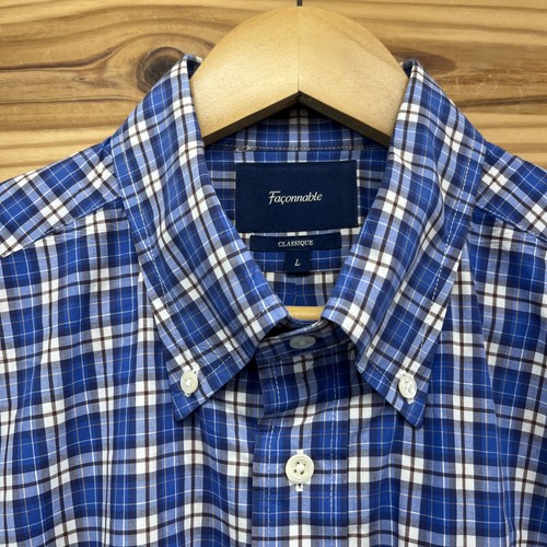 Faconnable Hemd Herren Large Classique blau kariert LS Knopfleiste weiche Baumwolle B119 - Bild 2 von 9