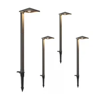 EDISHINE 20W Equivalent Low Voltage Black Integrated LED Path Light Kit (4-Pack)