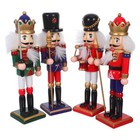 4PCS Wood Nutcracker Christmas Decoration - Traditional Nutcrackers Small King