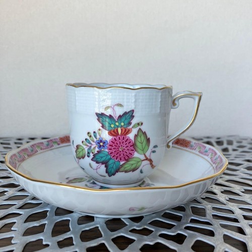 Juego de pares de platillos taza multicolor ramo chino Herend flor Apponyi - Imagen 2 de 8