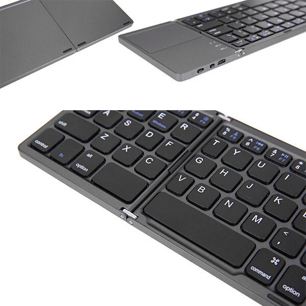 Ultra Slim Folding Wireless Bluetooth Keyboard Touchpad for Tablet Phone Laptop - Image 3 of 4