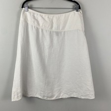 Eileen Fisher Linen A-Line Skirt Size Large White Side Zip