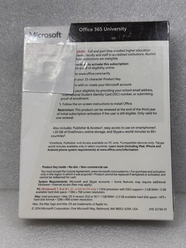 Microsoft Office 365 University 4 Yr Subscription Academic for PC Mac - Picture 2 of 7