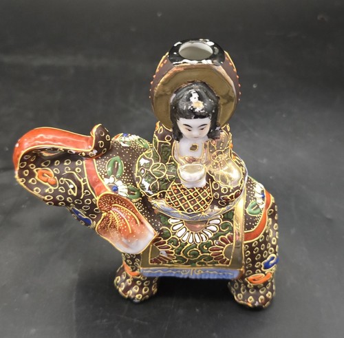 Statuina base lampada portacandele vintage donna Budda elefante cavalcante - Foto 3 di 11