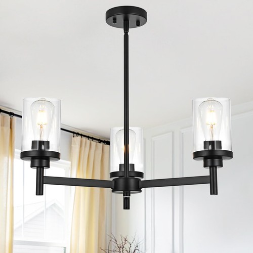 3 Lights Black Chandeliers for Dining Room,Modern Pendant Light Fixtures, Din... - Picture 8 of 9