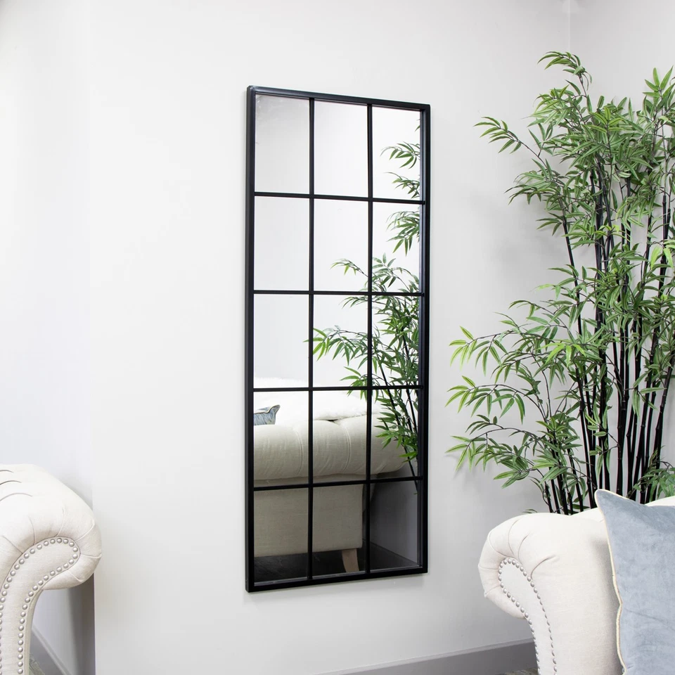 Extra Large black metal framed window style wall mirror paned glass country - Image 4 of 4