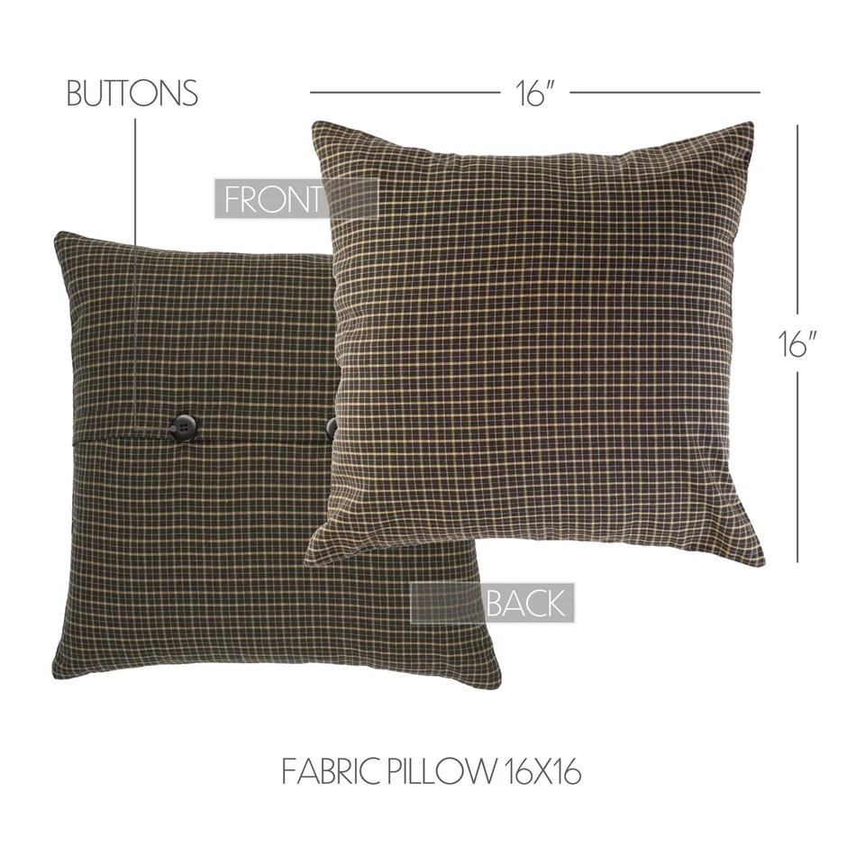 Primitive 16"x16" Pillow Black Kettle Grove Cotton Bedroom Decor VHC Brands - Image 2 of 4