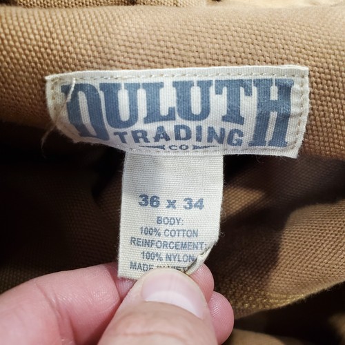 Duluth Trading Pants Mens 36x34 Brown Double Knee Cargo Canvas Work Wear 95209 * - Picture 12 of 13