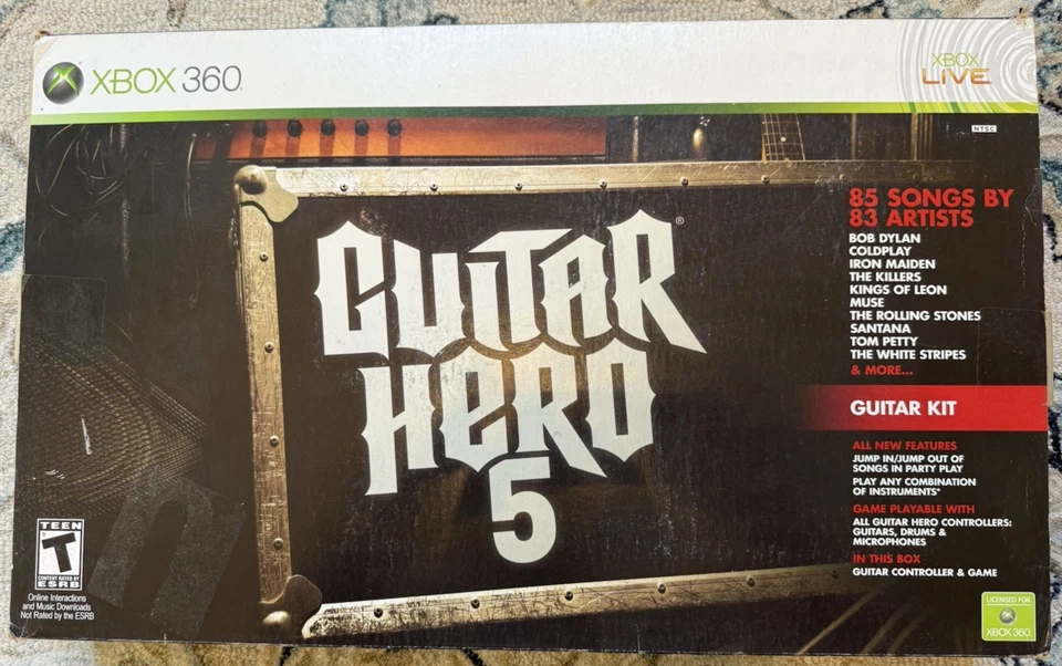 Mando Inalámbrico Xbox 360 Guitar Hero 5 95905.805 Caja Original Correa Juego RARO Foto 4 de 4
