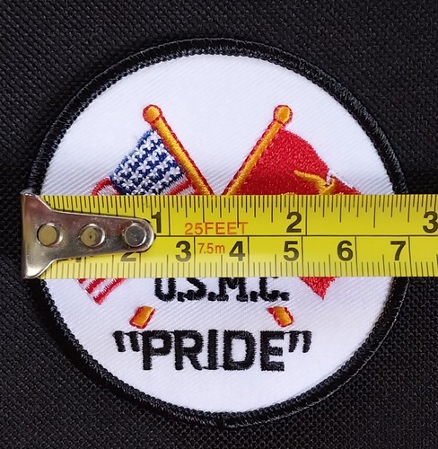 USMC PRIDE Crossed FLAGS Military Biker Jacket Vest Iron On Motorcycle HAT PATCH - Picture 2 of 6