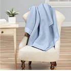 CUDDLEDOWN Hatteras Cotton Waffle Blanket Blue Cornflower KING NEW Portugal $209