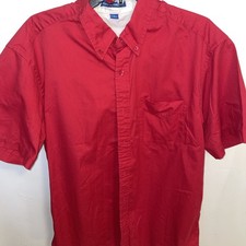 Port Authority Men's Red Short Sleeve Button Down Dress Shirt size Large