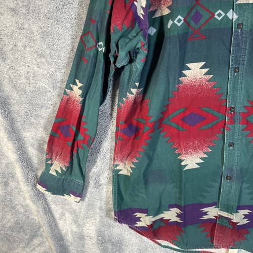 Woolrich XL Button Vintage Shirt Aztec Navajo Southwest Geometric USA MADE 90s - Picture 4 of 17