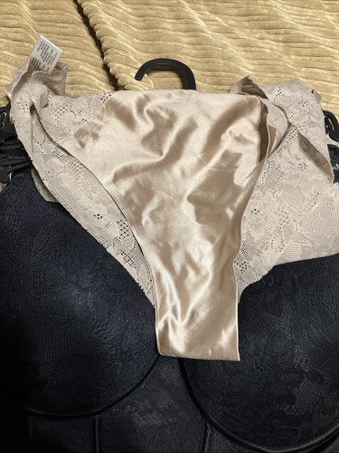 Nicole Miller 2 Sets Underwire Padded Bra's 36C & 2 Panties Size Large Blk/Fawn - Picture 6 of 17