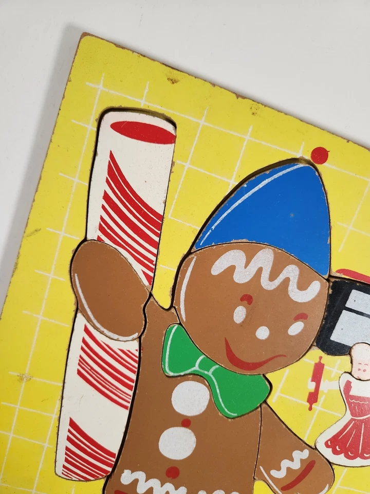 Vintage Playskool Gingerbread Man 185-21 Wood 14 Piece Puzzle Rare 2-6 Years Old - Image 4 of 4