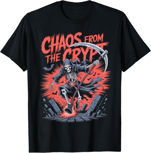 Camiseta Skeleton Horror Chaos Crypt Ambiente de Batalla Final Halloween - Imagen 4 de 4