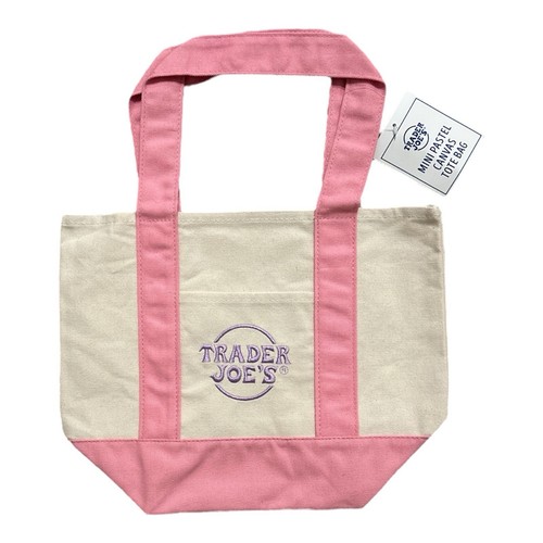 Trader Joe's Pastel Mini Canvas Tote Bags 2025 LIMITED EDITION NWT LOT OF 4 - Picture 5 of 5