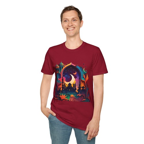 Celestial Unisex T-Shirt with Islamic Theme, Festival Wear Neon Color Masjid - Picture 94 of 99