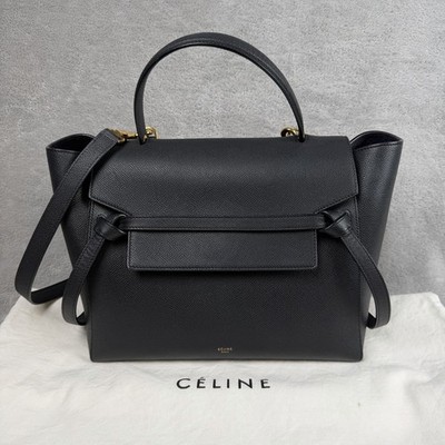Celine Mini Belt Bag Black Grained Calf Skin Leather Handbag | eBay