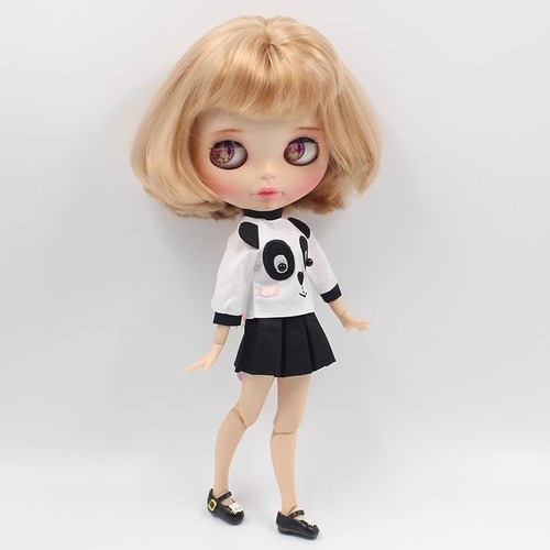 12" Blythe Doll OB24 Clothes Set - Summer Panda Print Shirt Skirt Set - Picture 2 of 4