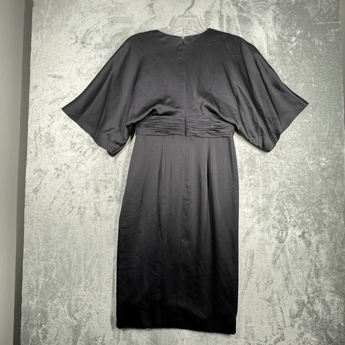 Theia Dress Womens 6 Black Kimono Satin Cocktail Dress Neutral Formal Party - Picture 3 of 10
