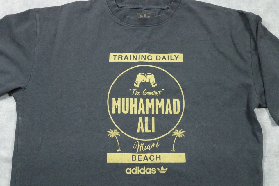 Camisa Muhammad Ali Para Hombres XL Negra Miami Beach Adidas Camiseta de Entrenamiento de Boxeo Foto 2 de 4