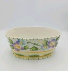 Fitz And Floyd Classic Halcyon Pansies Floral Bowl Ceramic Oval Deep Dish Spring
