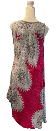 Bohemian Mandala Print ärmelloses Kleid mit Taschentuchsaum - Einheitsgröße - Bild 3 von 8
