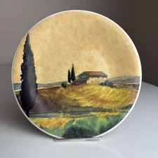 Rare vintage Italy Rosanna Hand Painted Tuscan Vineyard Plate 8"