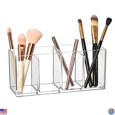 Acrylic 4-Compartment Makeup Organizer - Clear Brush Holder for Vanity Storage