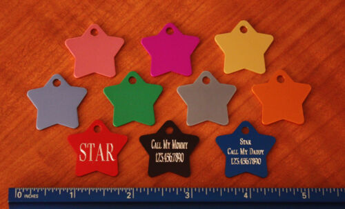Custom Engraved DOUBLE SIDED Tag Pet ID STAR SHAPED DOG CAT " PREMIUM QUALITY" - Picture 2 of 3