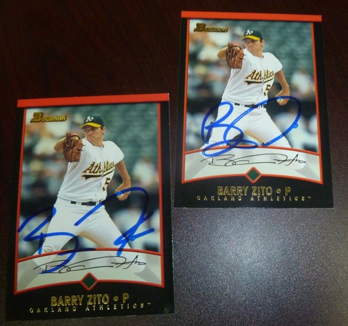 Barry Zito Signed 2001 Bowman A's Baseball Card #125 Autograph 2012 World Series - Picture 2 of 12