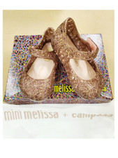 Mini Melissa Toddler Campana Zig Zag Mary Jane Flat Mixed Pink Glitter NWB