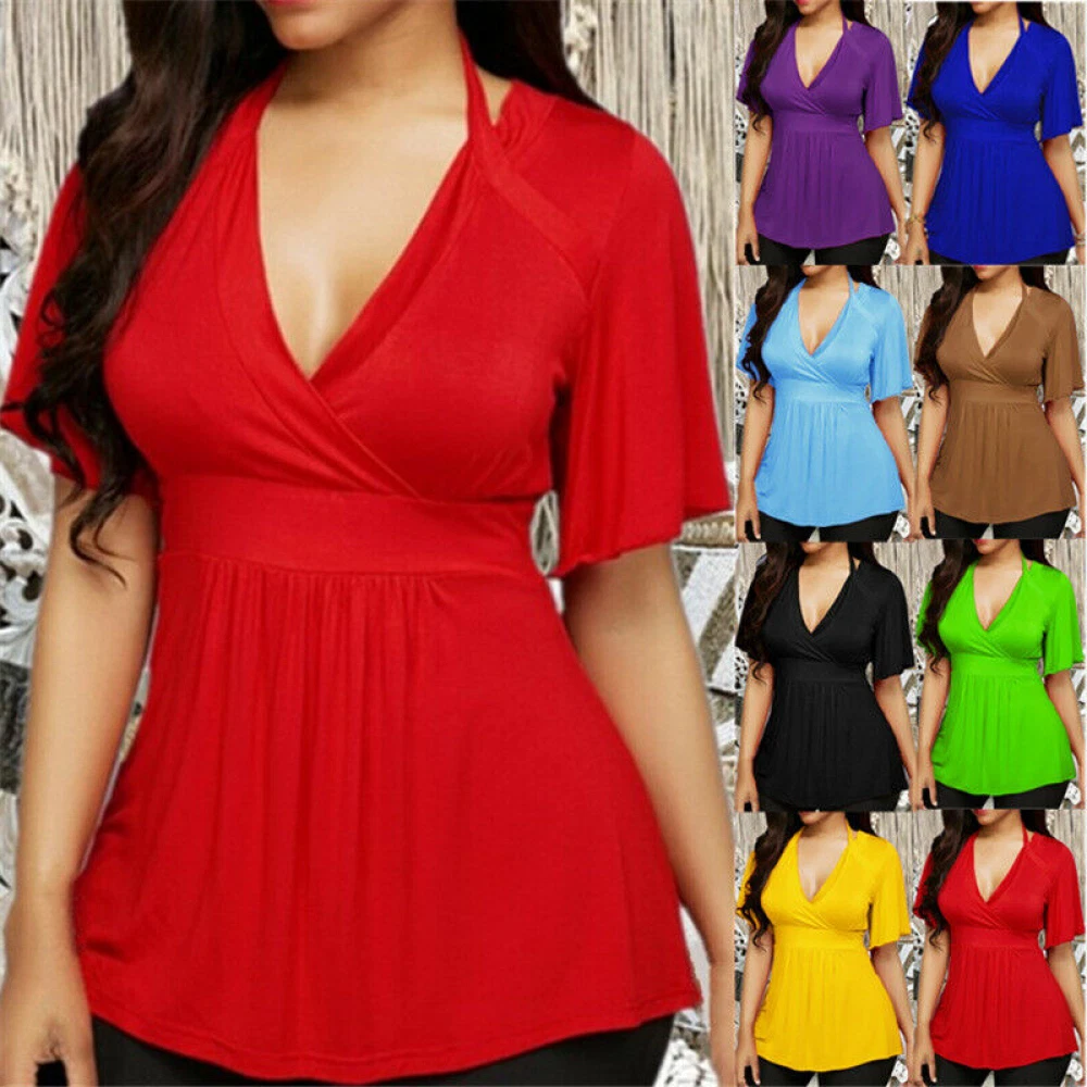 Casual Blusas De Mujer Camisas Moda Blusa Elegante Manga Corta