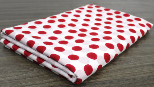 Red Polka Dot Printed Cotton Cloth Crafts Fabric Indian New Dressmaking Fabrics - Picture 3 of 9