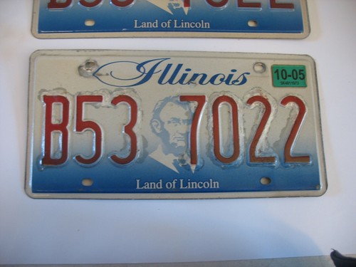 Illinois Auto KENNZEICHEN LAND OF LINCOLN PAAR B53 7022 Lincoln Profil 2005 - Bild 2 von 5
