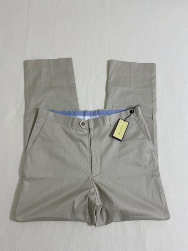 Alan Flusser Men's Pants Solid 100% Cotton Size W36 I34 Beige NWT #2491 - Picture 3 of 9