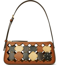 Tory Burch McGraw Die Cut Leather Wedge Shoulder Bag ~NWT~ NEUTRAL