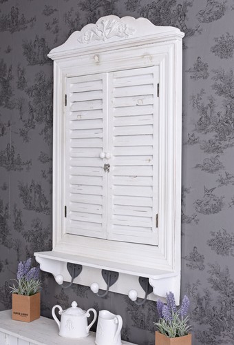 Wandspiegel weiss Fensterladen Spiegel Holz Fenster Klappladen Spiegelfenster - Bild 4 von 5