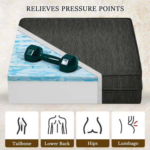 Dual-Layer Gel Memory Foam Recliner Cushions for Elderly, 20X20X5 Inch Thick Cha - Picture 6 of 7