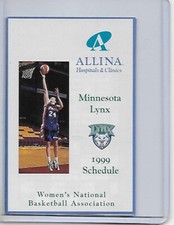 1999 Minnesota Lynx WNBA Inaugural Season schedule Kristin Folkl RARE Allina