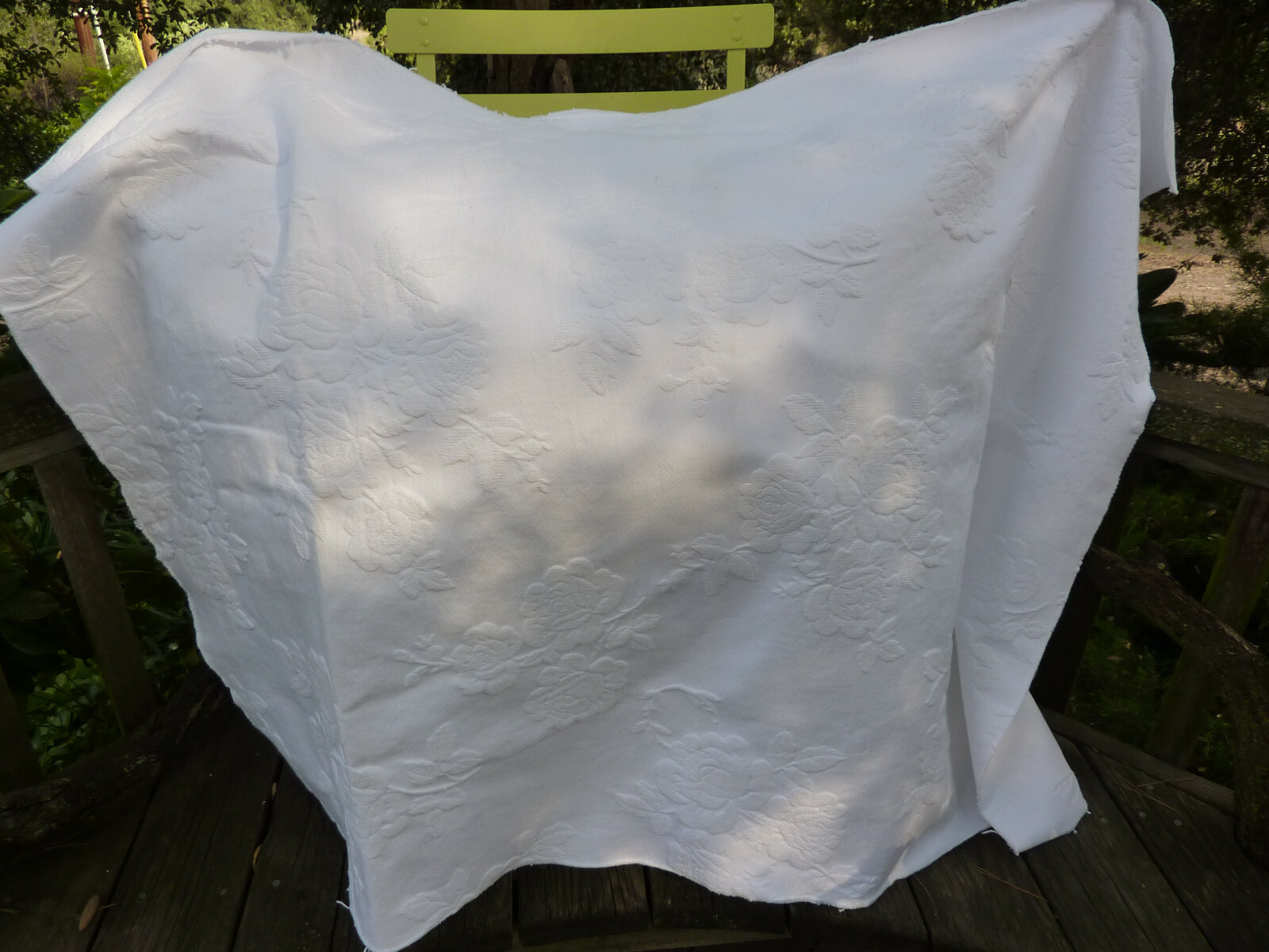 Rachel Ashwell Shabby Chic Beautiful White Large Rose Matelassé 100%  Cotton BTY